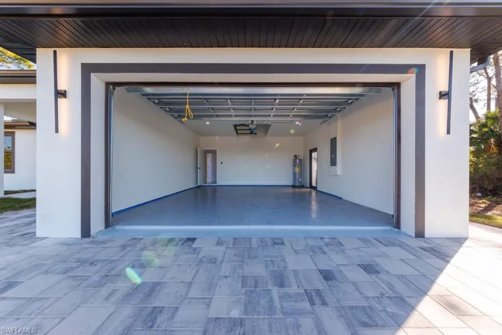 Garage with electric water heater