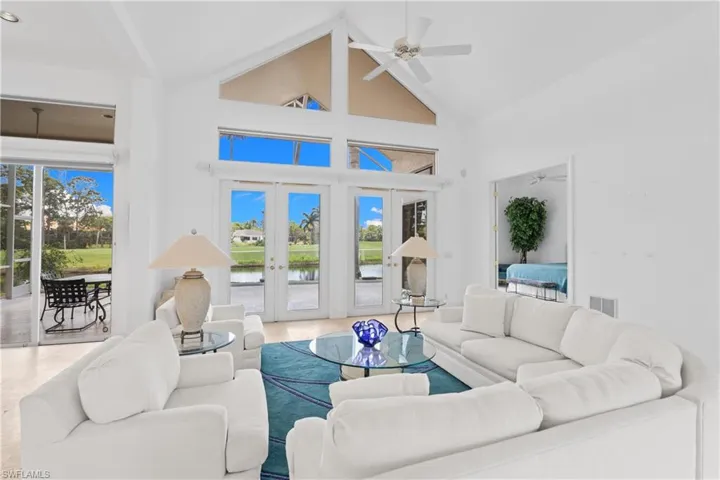 Such a nice bright room with cathedral ceilings and many windows