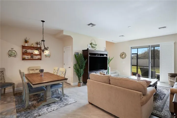 View of tiled living room
