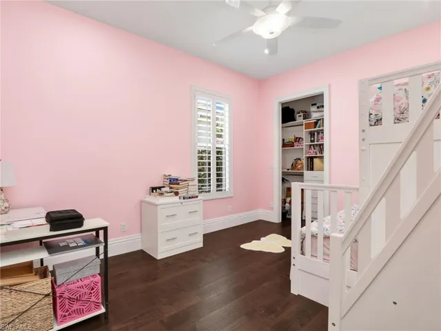 A bedroom currently fit for a princess and easily converted to traditional guest room