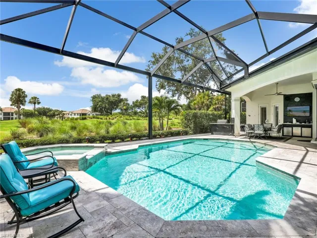 A beautifully update saltwater pool and spa