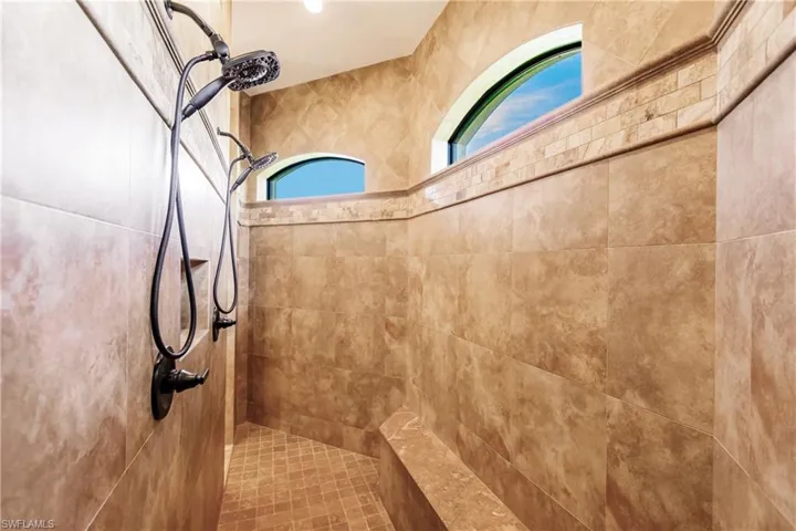 Details with a tile shower