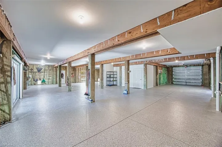 Garage and flex space with epoxy floor