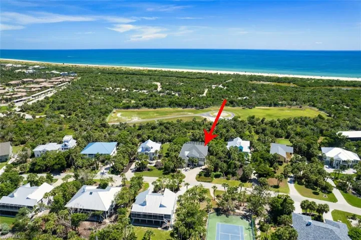 Drone / aerial view of the beach and gulf