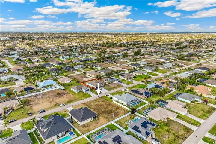 Aerial view of residential area