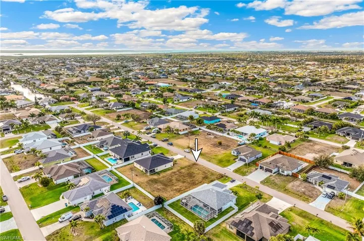 Aerial perspective of suburban area