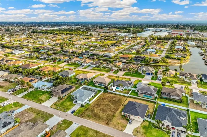 Aerial perspective of suburban area