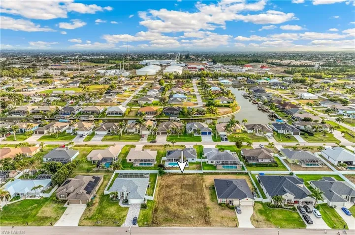 Aerial perspective of suburban area