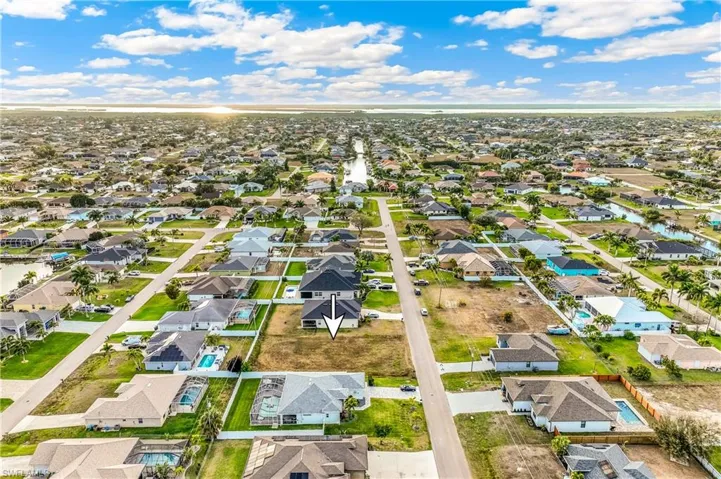 Aerial view of residential area