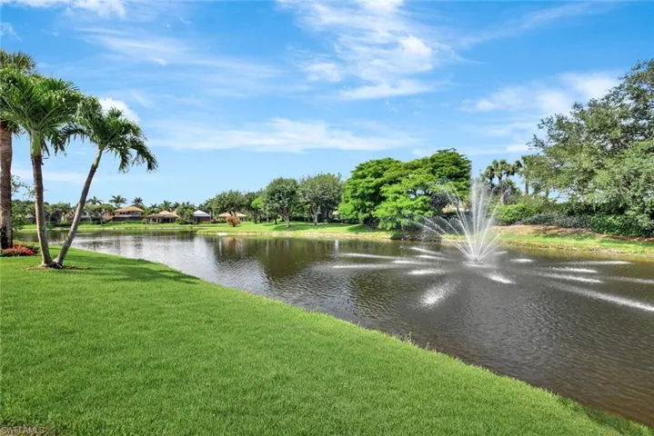 Water view of fountain and landscaping