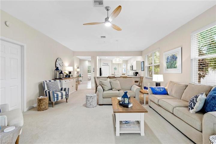 Living room open to the kitchen