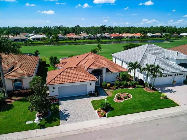Birds eye view overlooking golf course