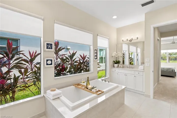 - some furniture and decor virtually staged