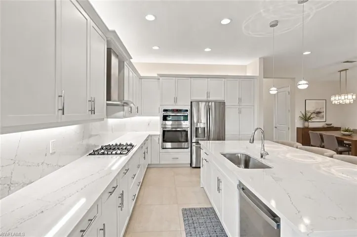 - some furniture and decor virtually staged