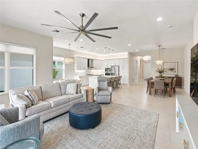 - some furniture and decor virtually staged