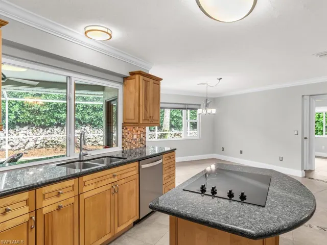 Kitchen featuring black electric cooktop, plenty of natural light, sink, and dishwasher