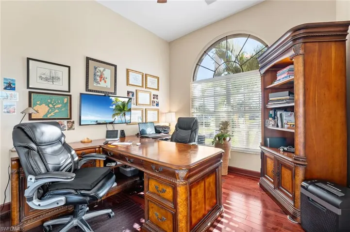 Office featuring dark hardwood / wood-style floors