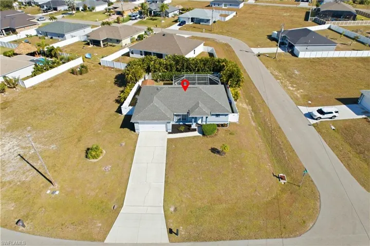 Aerial view of residential area