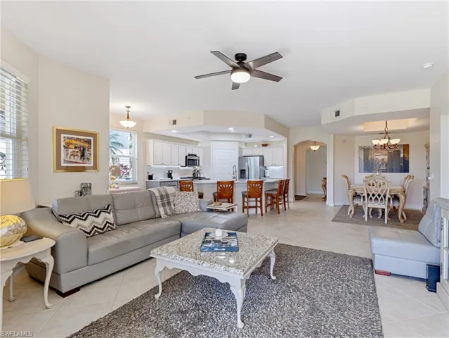 Living area and ceiling fan