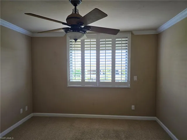 2nd Bedroom has Crown Molding and Plantation Blinds