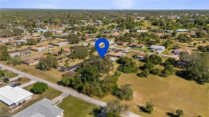 Aerial perspective of suburban area