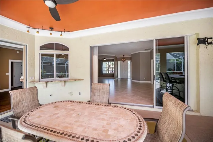 Patio table area with pass through kitchen window