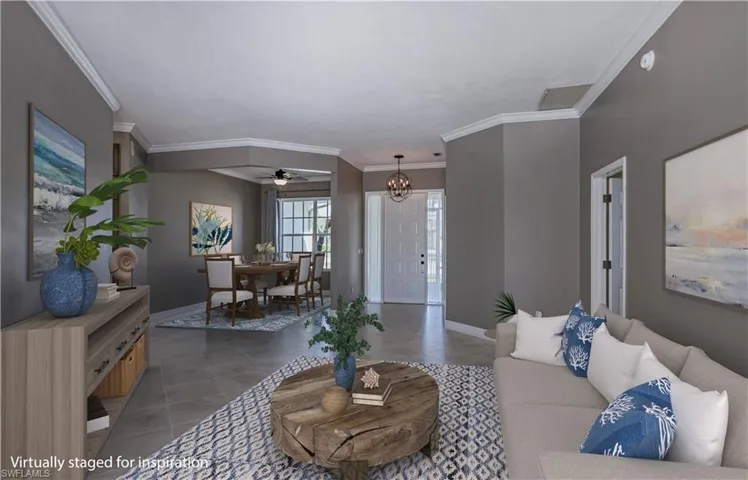 Living room and dining room