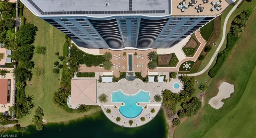 Drone / aerial view of a pool area
