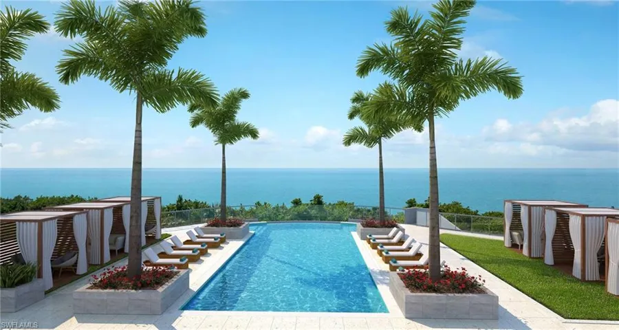 View of lap pool and patio area