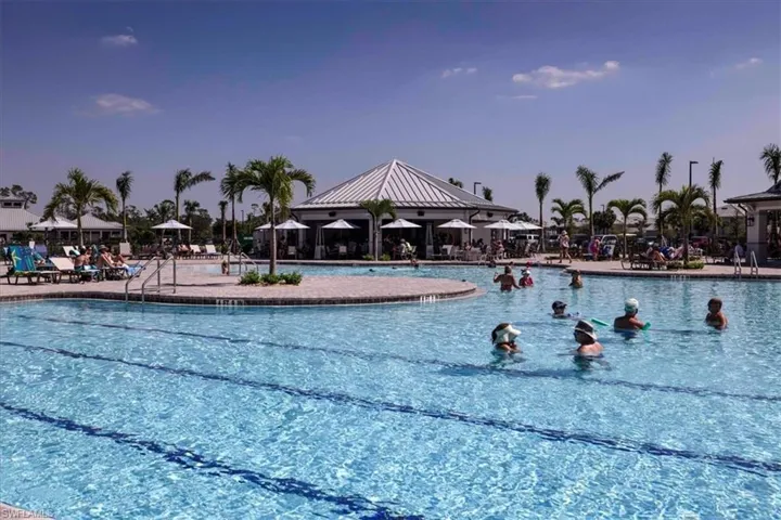 View of swimming pool featuring a gazebo