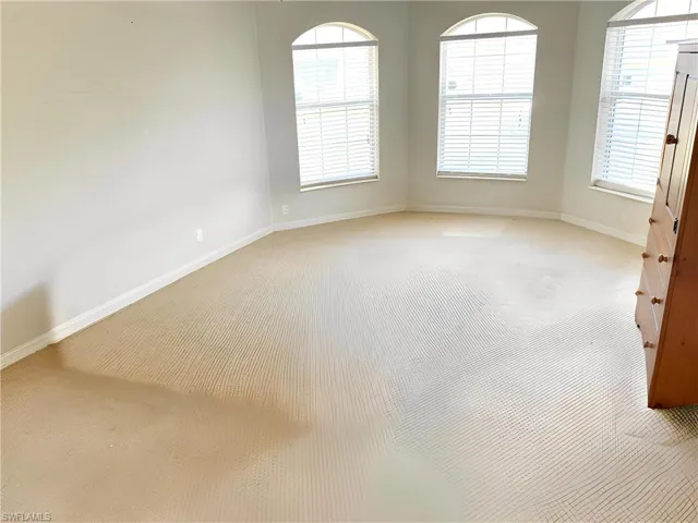 Unfurnished room with light carpet, baseboards, and a wealth of natural light