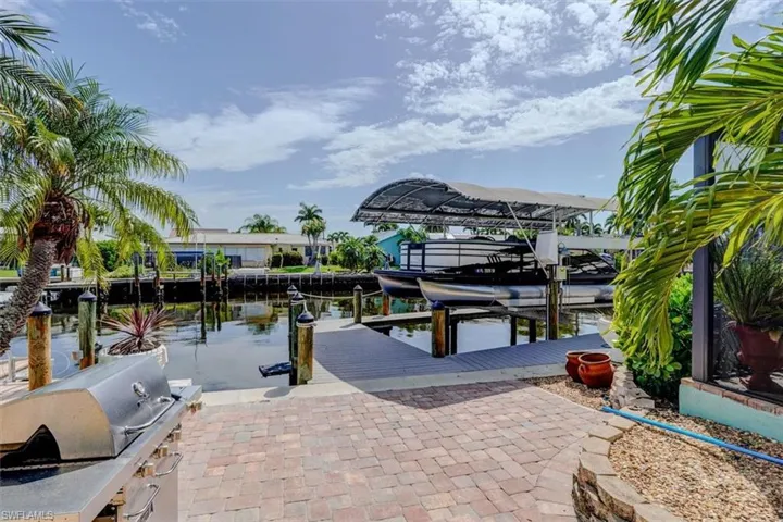 Landscaped area by the grill