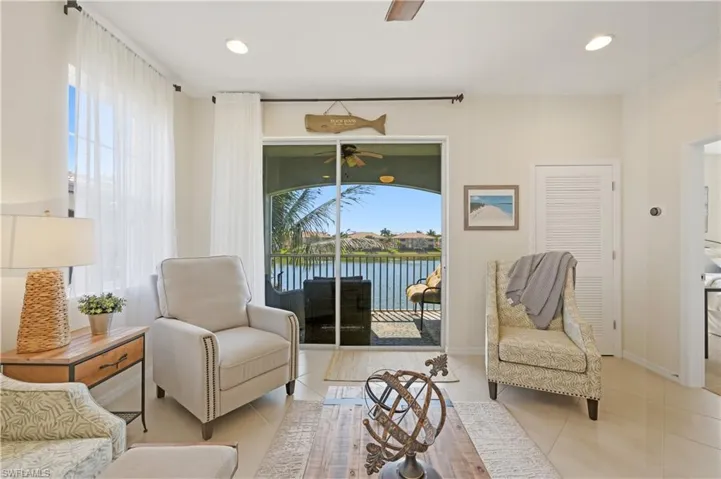 Living room with lake views