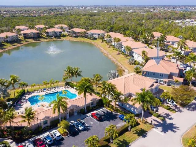 Aerial view of proximity to the community clubhouse and pool
