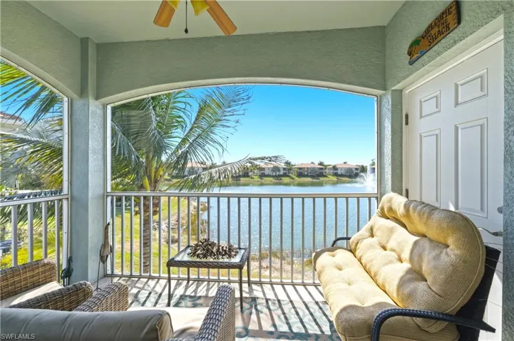 Screened lanai with lake views