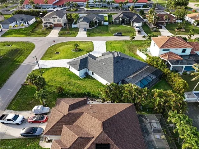 Aerial perspective of suburban area