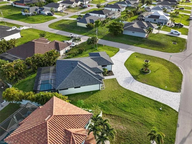 Aerial perspective of suburban area