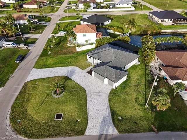 Aerial perspective of suburban area