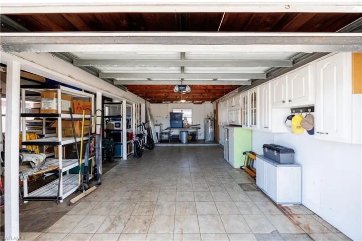 Garage with electric water heater