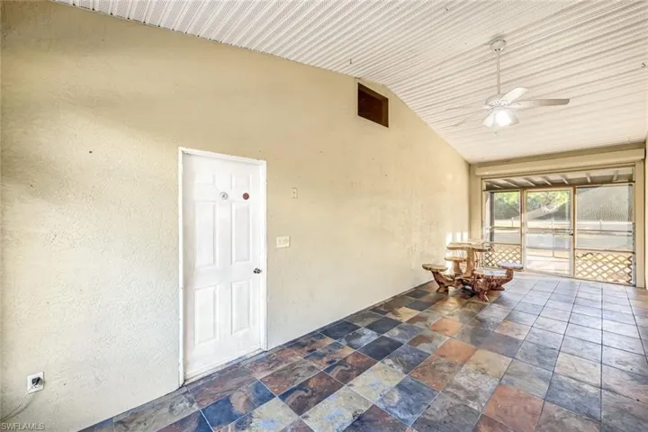 Tiled breezeway entry of guest house.