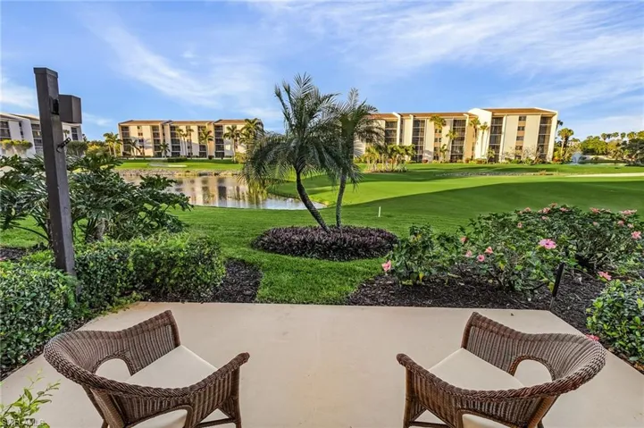 walk out patio overlooking lake/course