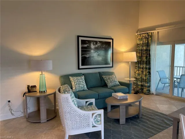 Living room with tile patterned floors