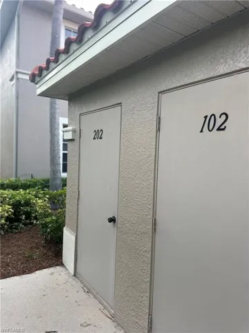 Assigned storage space by covered parking area