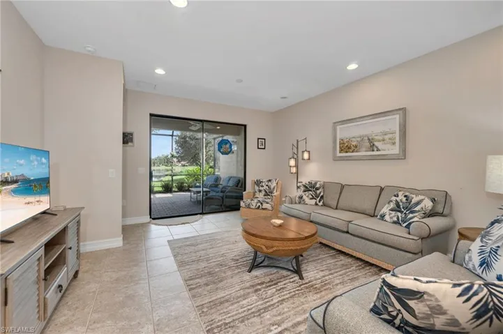 View of tiled living room