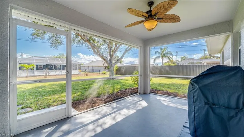Screened patio has a wonderful view to enjoy the outdoors.