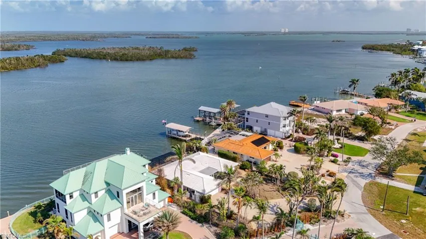 Aerial of beautiful bay at this homes back door