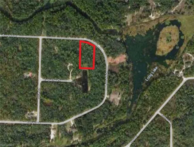 Aerial overview of property's location featuring property parcel outlined