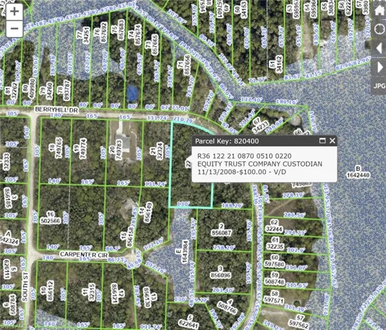 Map of property location featuring property parcel outlined