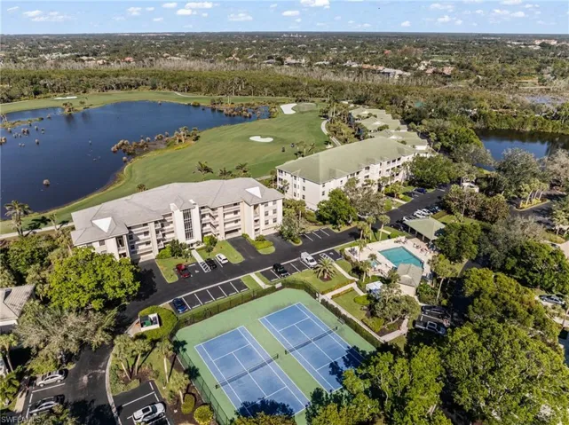 Aerial View of Greenbriar's Pool, spa and two tennis courts