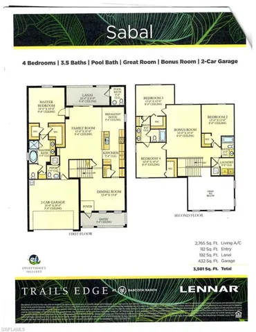 Lennar Homes Sabal Model Floor plan